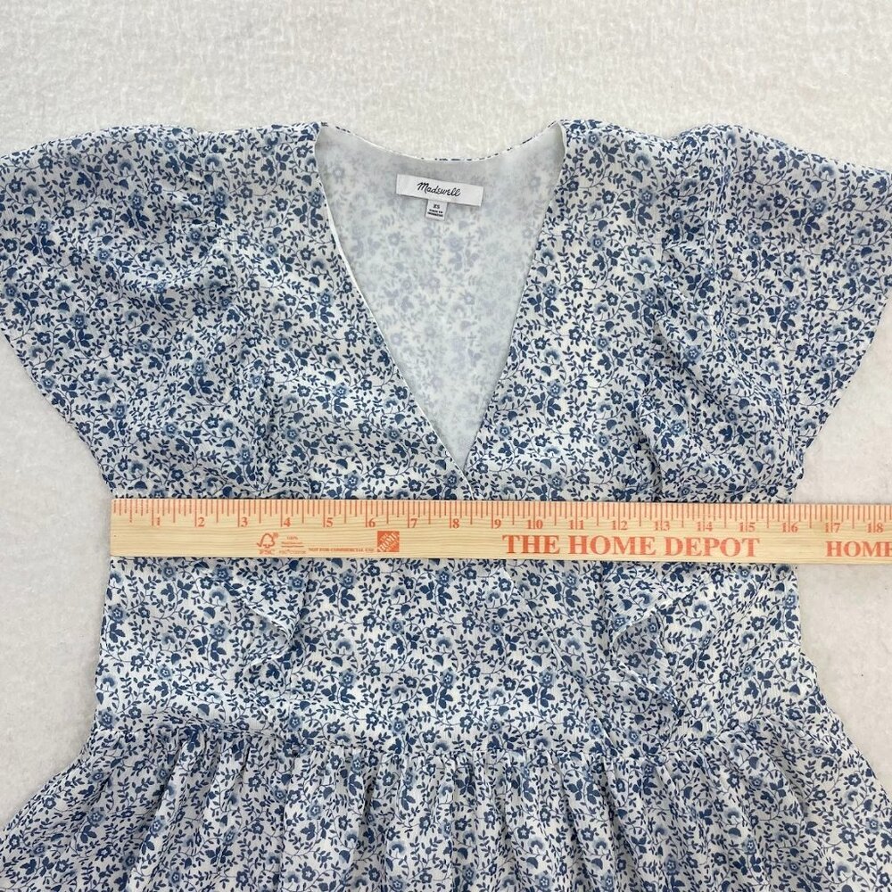 Madewell Georgette Ruffle-Sleeve Peplum Top in Americana Floral Size XS - Picture 6 of 6